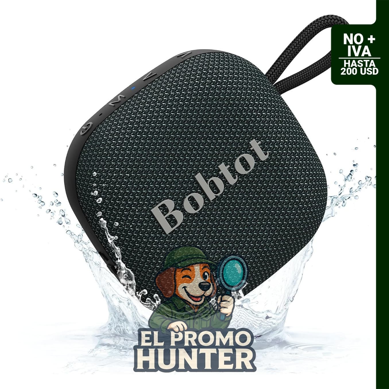 Altavoz Bluetooth inalámbrico portátil, impermeable IPX7, con micrófono integrado y tecnología TWS.
