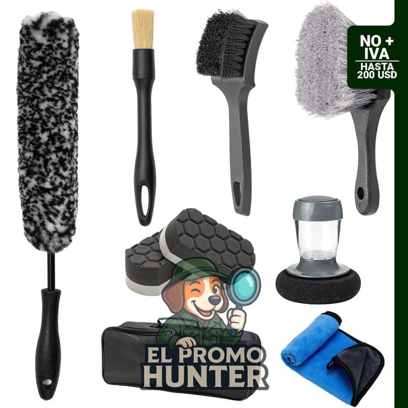 Juego de 9 cepillos para limpieza de ruedas y neumáticos, incluye cepillos de cerdas suaves y aplicador de brillo.