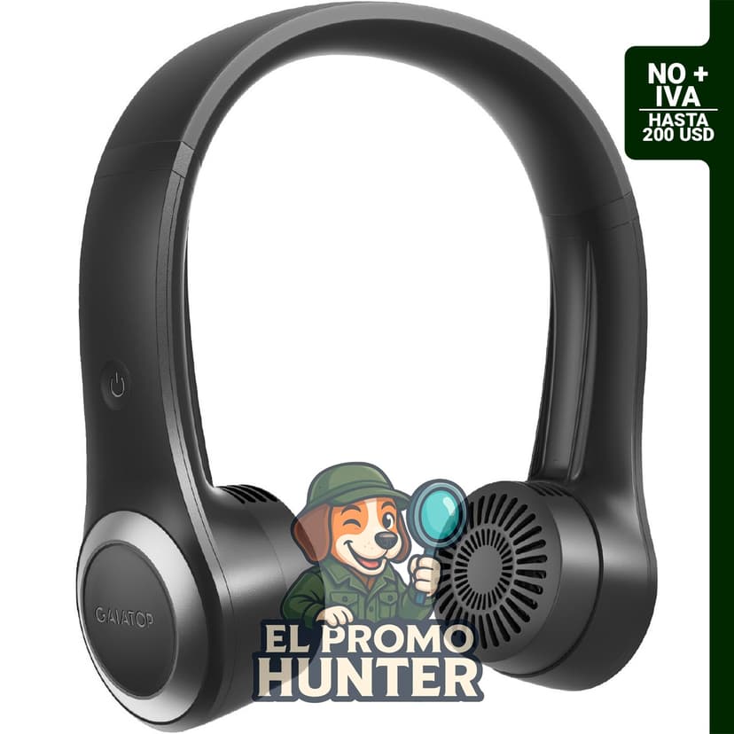Ventilador de cuello portátil Gaiatop, recargable, sin aspas, con 3 velocidades y rotación de 70°.