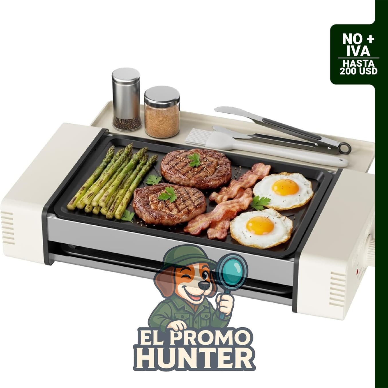 Máquina de parrilla rodante HBN 3 en 1, eléctrica, 800W, con placa antiadherente para hot dogs.