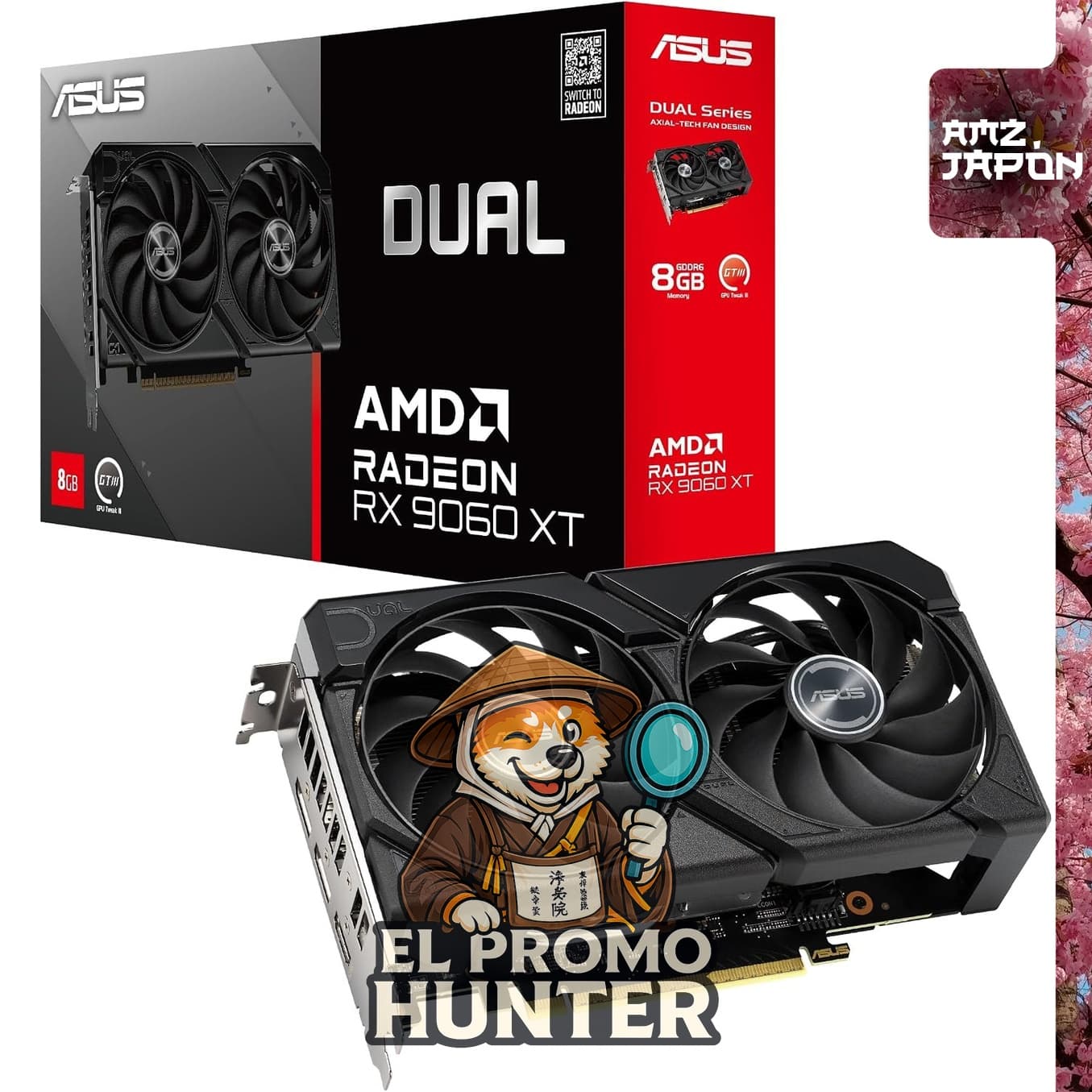 Tarjeta gráfica ASUS AMD Radeon RX 9060 XT de 8GB GDDR6.