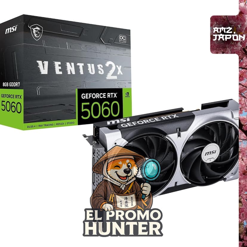 Tarjeta gráfica MSI GeForce RTX 5060 8G VENTUS 2X OC, modelo VD9187.
