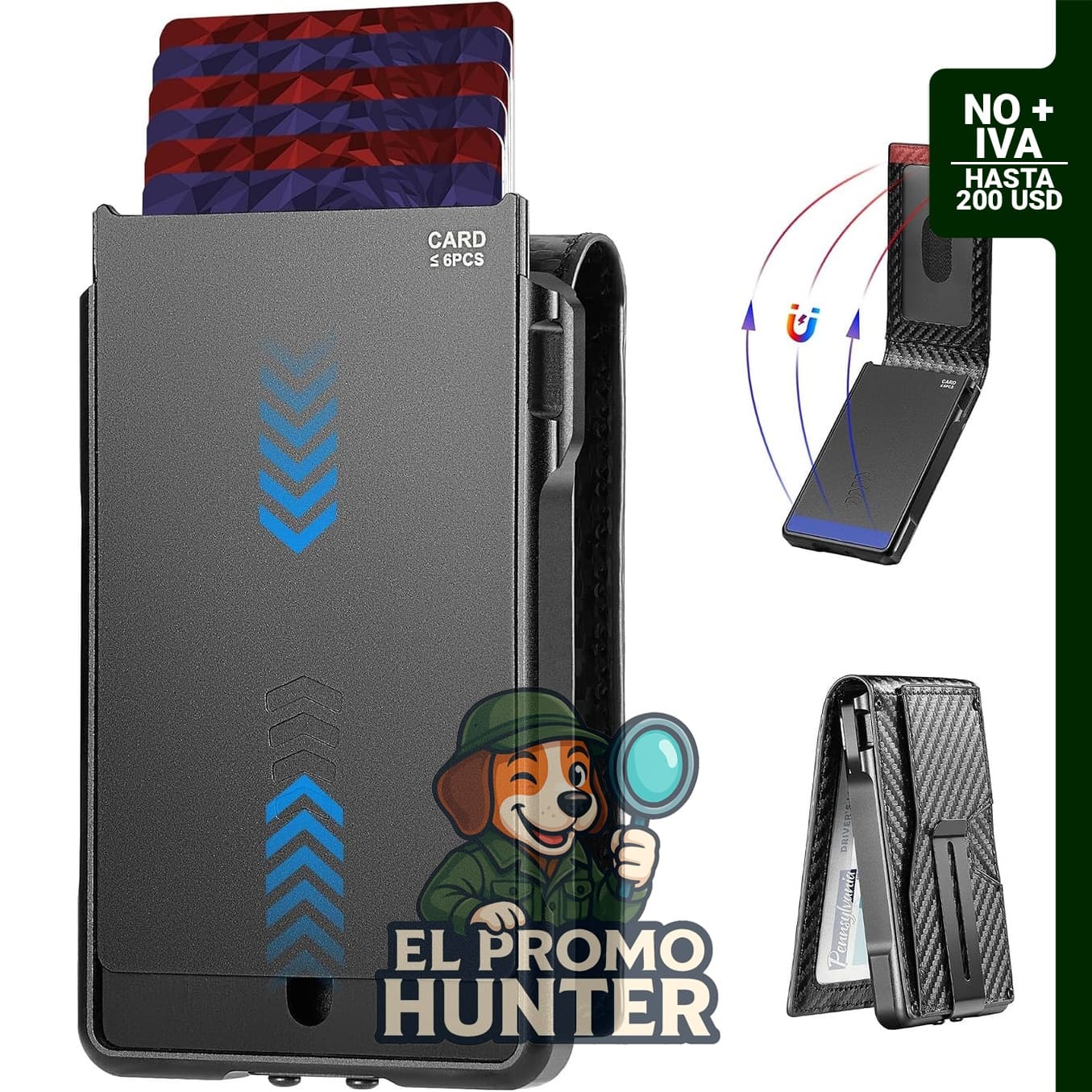 Cartera para hombre, ultra delgada, con capacidad para 10 a 12 tarjetas y bloqueo RFID.