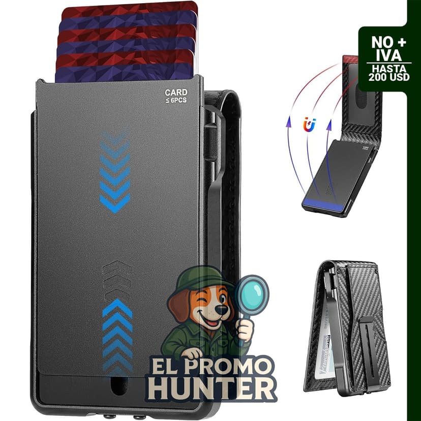 Cartera para hombre, ultra delgada, con capacidad para 10 a 12 tarjetas y bloqueo RFID.