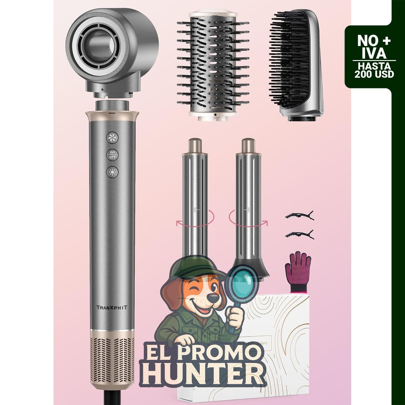 Cepillo secador de pelo 5 en 1, herramienta de peinado ligera para alisar, rizar y dar volumen.