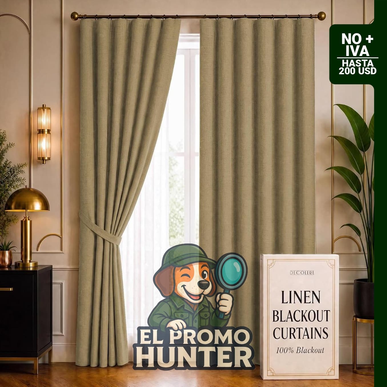 Cortinas opacas de lino SunShield de 96" (243 cm) de largo, juego de 2 paneles, lino sintético.