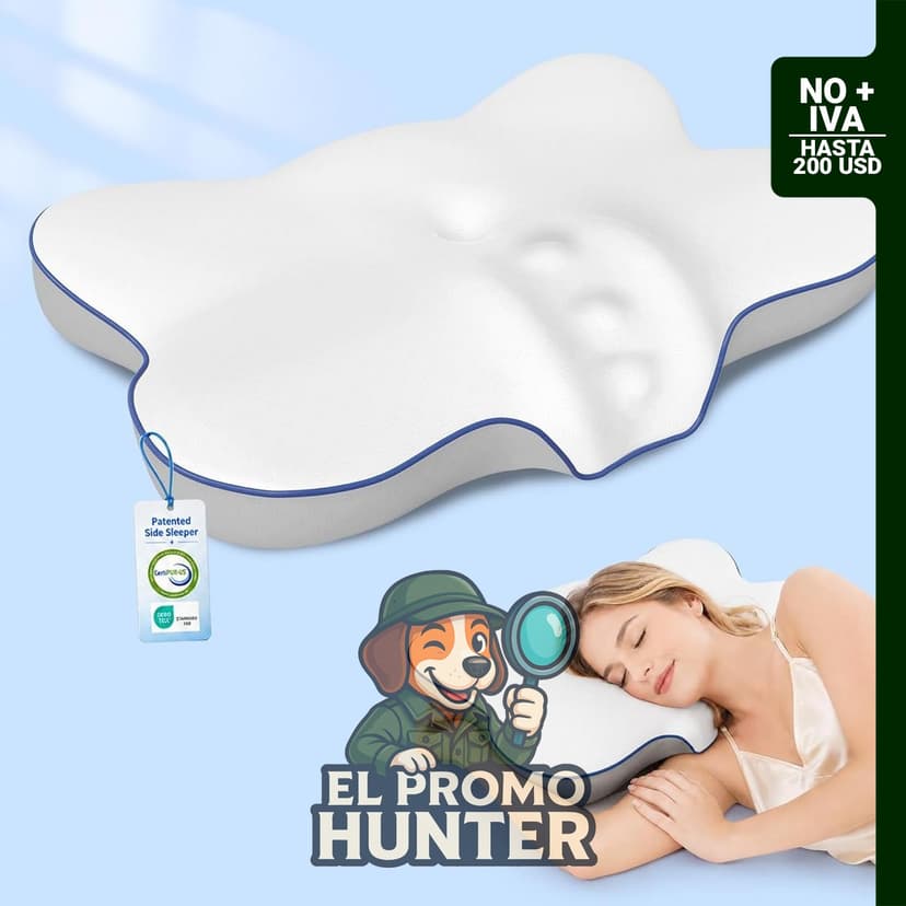 Almohada cervical ergonómica de espuma viscoelástica, 24.8 x 14.1 x 3.54 in (63 x 36 x 9 cm).