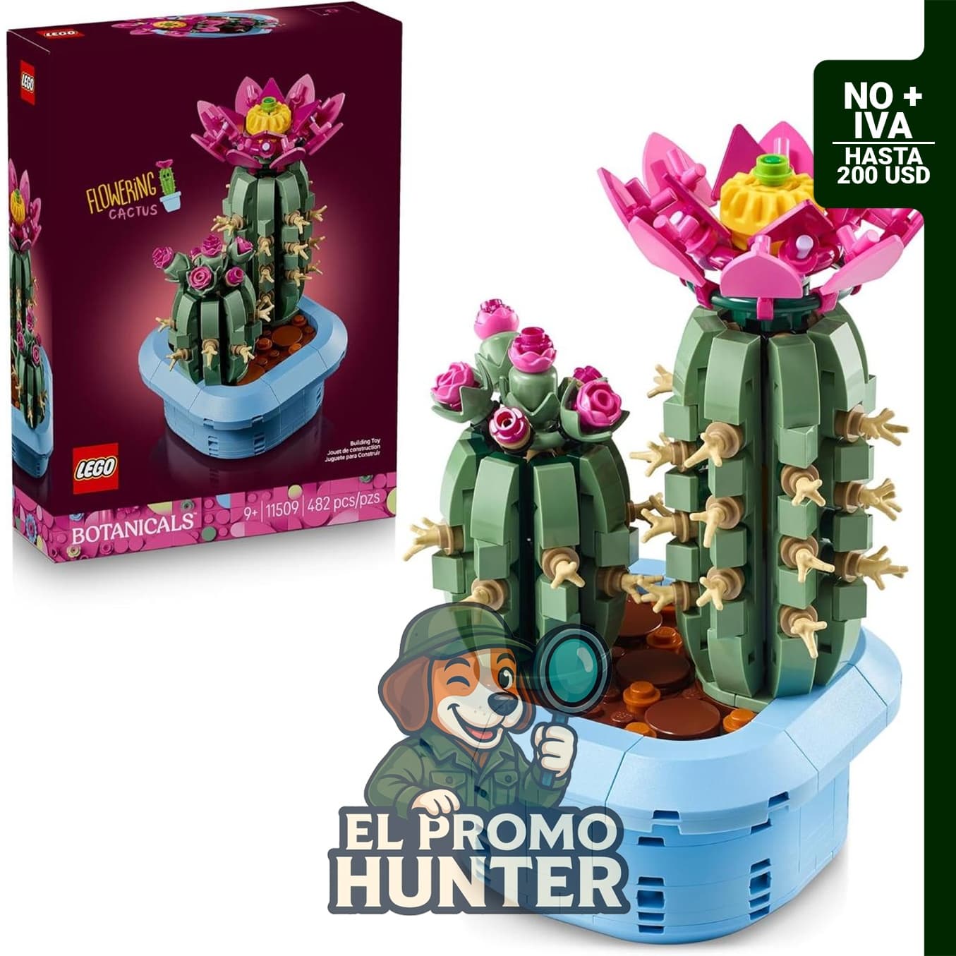 Kit de construcción LEGO Botanicals de cactus con flores, adecuado para niños a partir de 9 años.