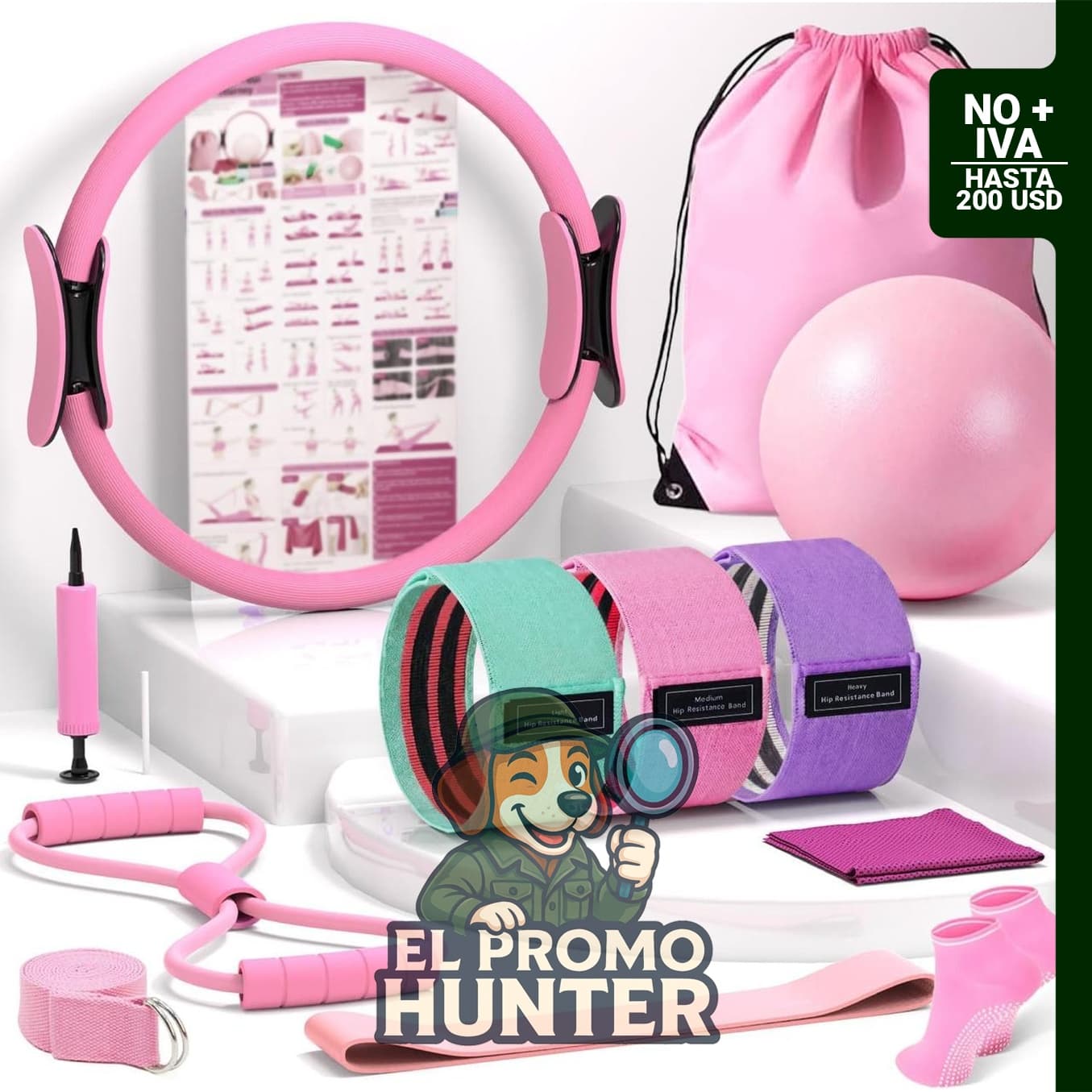 Kit de pilates con anillo de 14.5" (37 cm) y pelota de ejercicio pequeña, para entrenamiento en casa.
