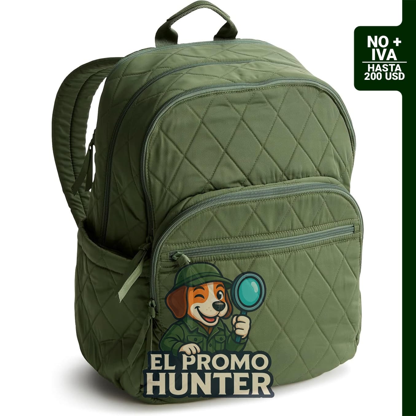 Mochila Bancroft grande de sarga de rendimiento para mujer, color bronce verde, tamaño único.