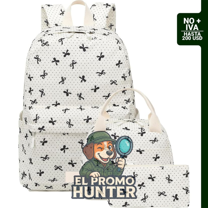 Mochila LEDAOU para niñas con lonchera, incluye un set de 3 piezas, compatible con laptops de hasta 15.6" (40 cm).