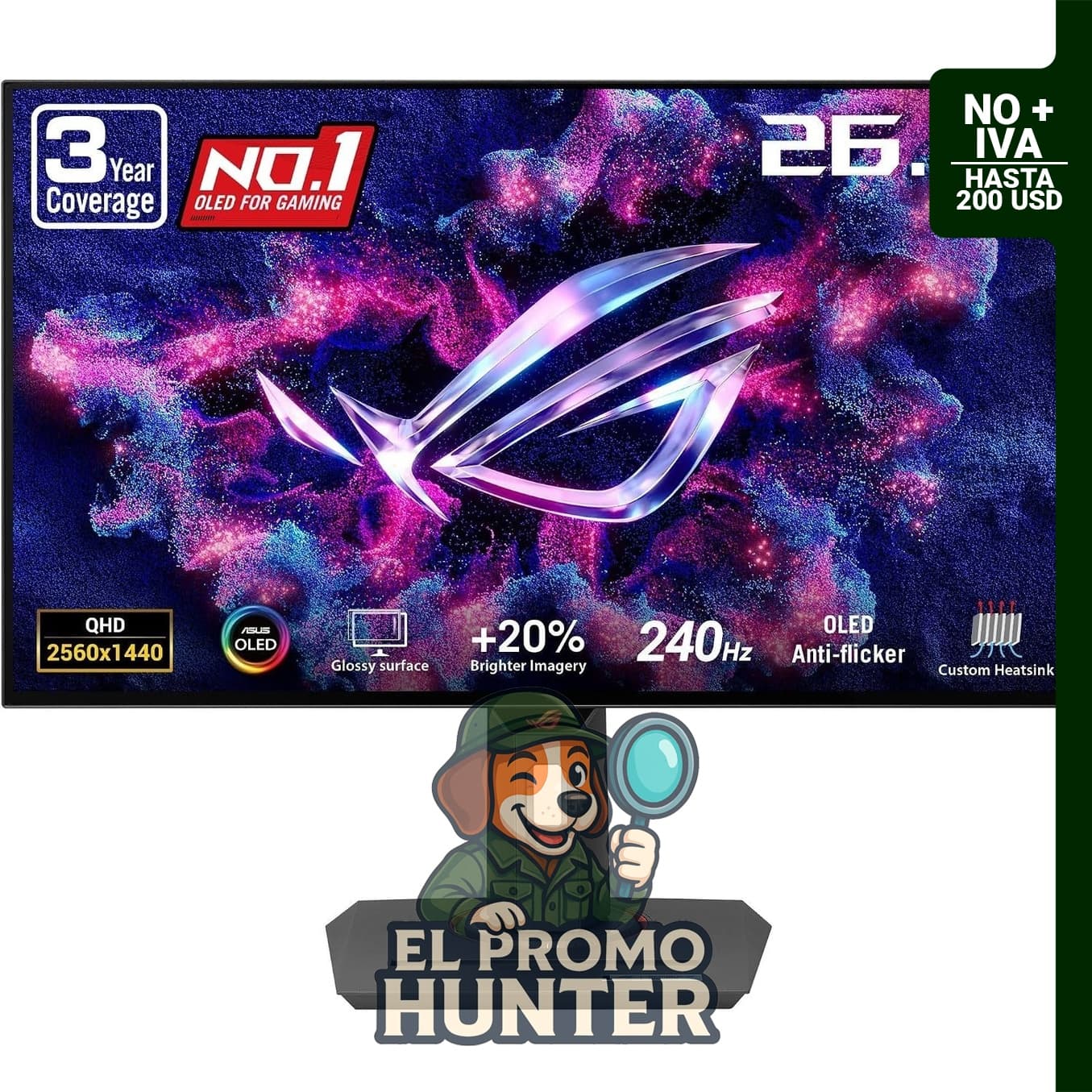Monitor OLED ASUS ROG Strix de 27" (68.58 cm) QHD, 240Hz, 0.03 ms, compatible con G-SYNC.