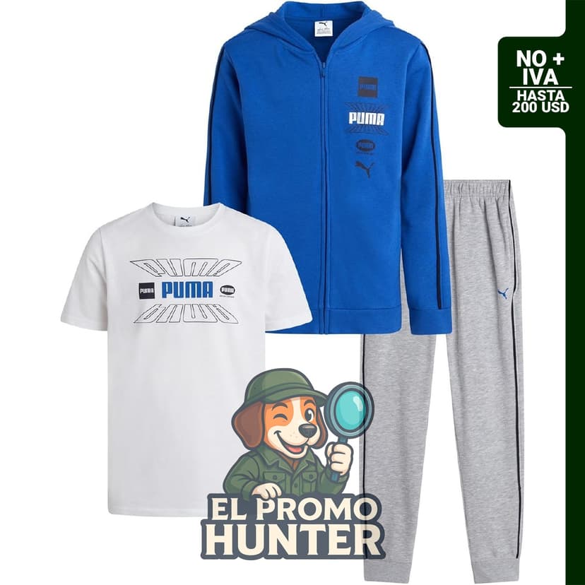 Conjunto de chándal para niños de 3 piezas que incluye sudadera con capucha, camiseta gráfica y pantalones deportivos de forro polar.