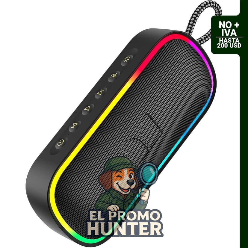 Altavoz portátil Monster S150 Plus, Bluetooth 6.0, 40 W, IPX7, con luces RGB y entrada AUX.