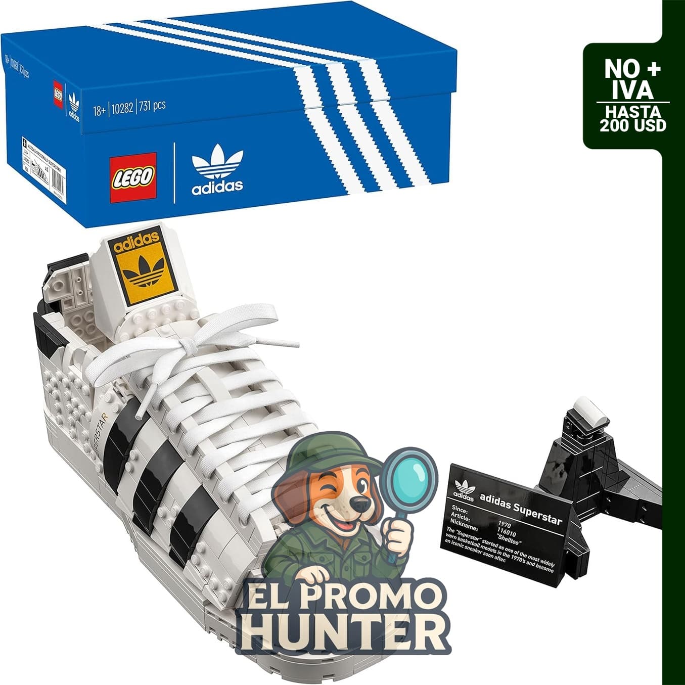 Kit de construcción LEGO Adidas Originals Superstar 10282, 731 piezas.