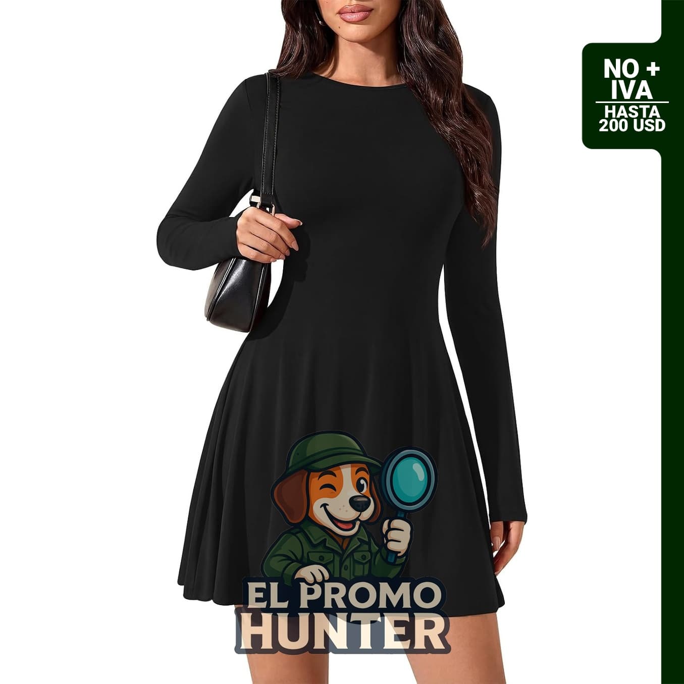 Vestido mini de manga larga con cintura ajustable, diseño A-line, adecuado para otoño.