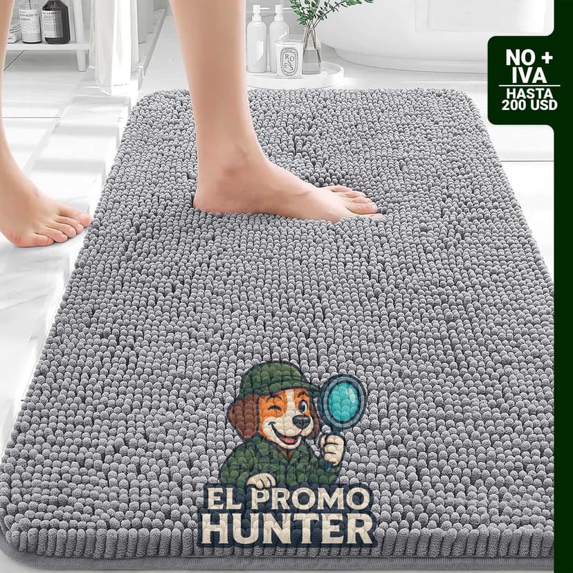 Alfombra de baño de chenilla de 76 x 51 cm, absorbente y lavable.