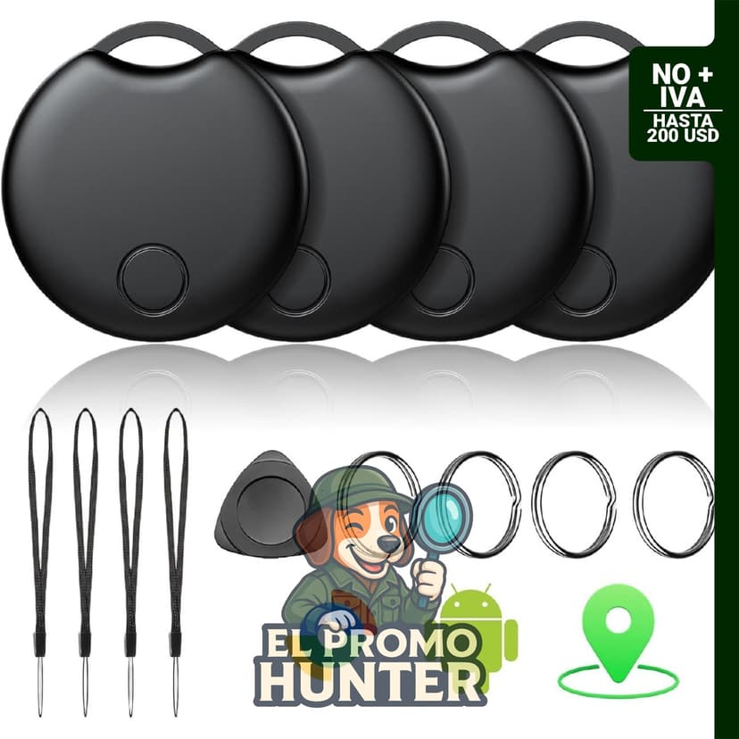 Paquete de 4 etiquetas Air Tracker para Android, rastreadores Bluetooth con batería reemplazable y resistencia al agua.