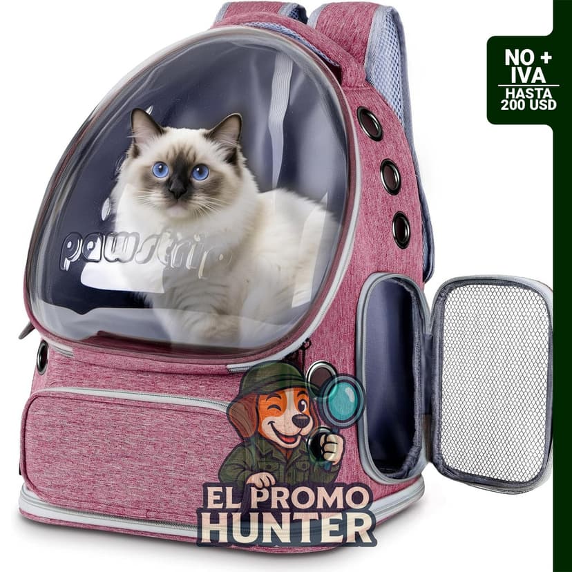 Transportadora para gatos y perros pequeños con ventana burbuja, hasta 6.8 kg.
