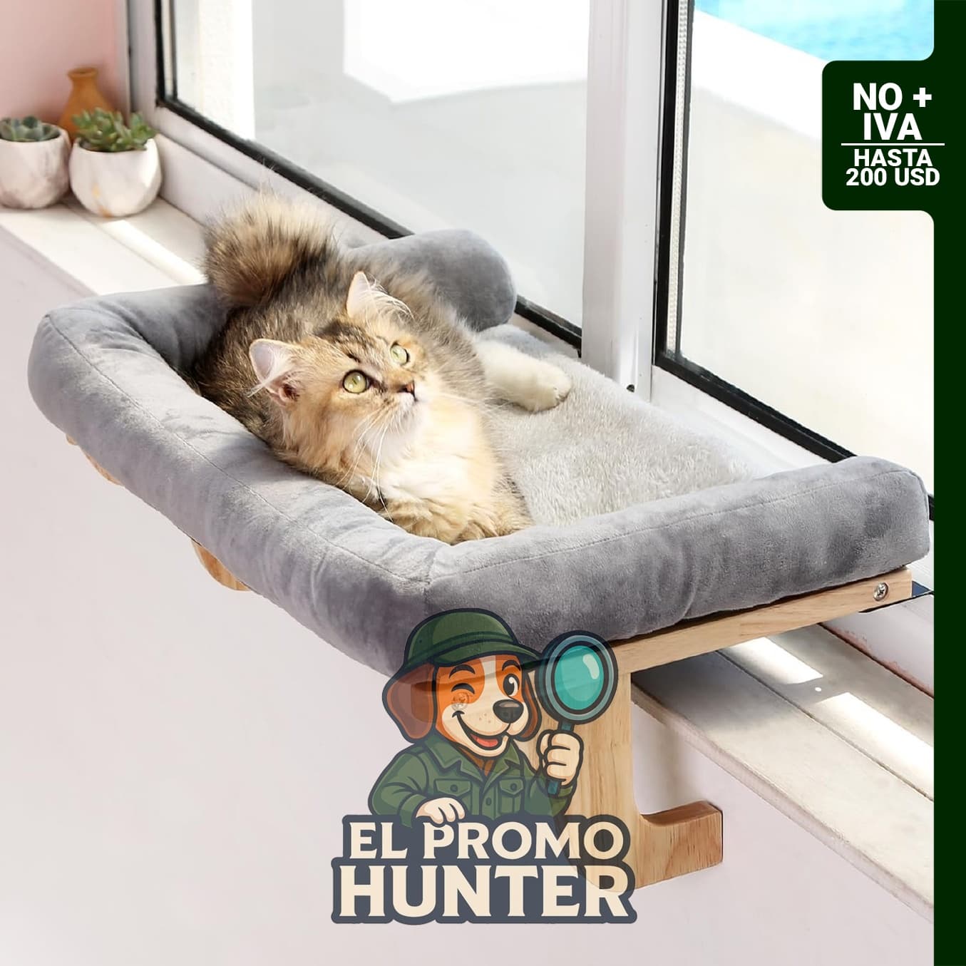 Cama para gato de ventana con diseño ortopédico y marco de metal robusto, 24" (61 cm) de ancho.