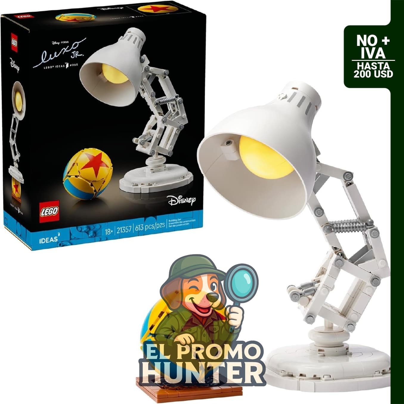 LEGO Ideas Disney Pixar Luxo Jr. - Set de decoración y construcción para adultos, lámpara de ladrillos.