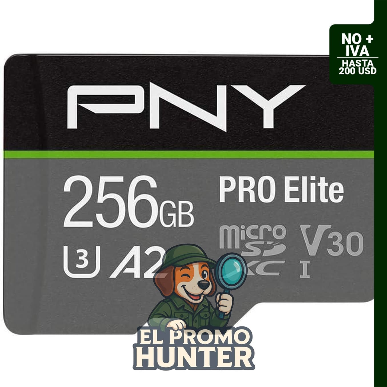Tarjeta de memoria flash microSDXC PNY PRO Elite de 256 GB, velocidad de lectura de 100 MB/s, Clase 10, U3, V30, A2.