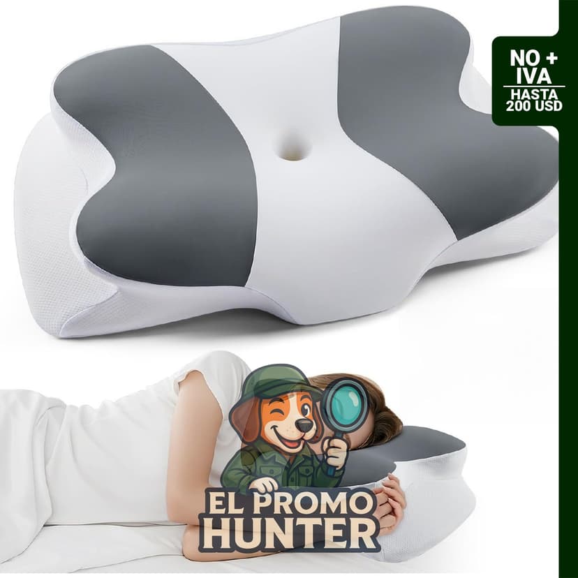 Almohada cervical de espuma viscoelástica para soporte de cuello y hombros, tamaño Queen.