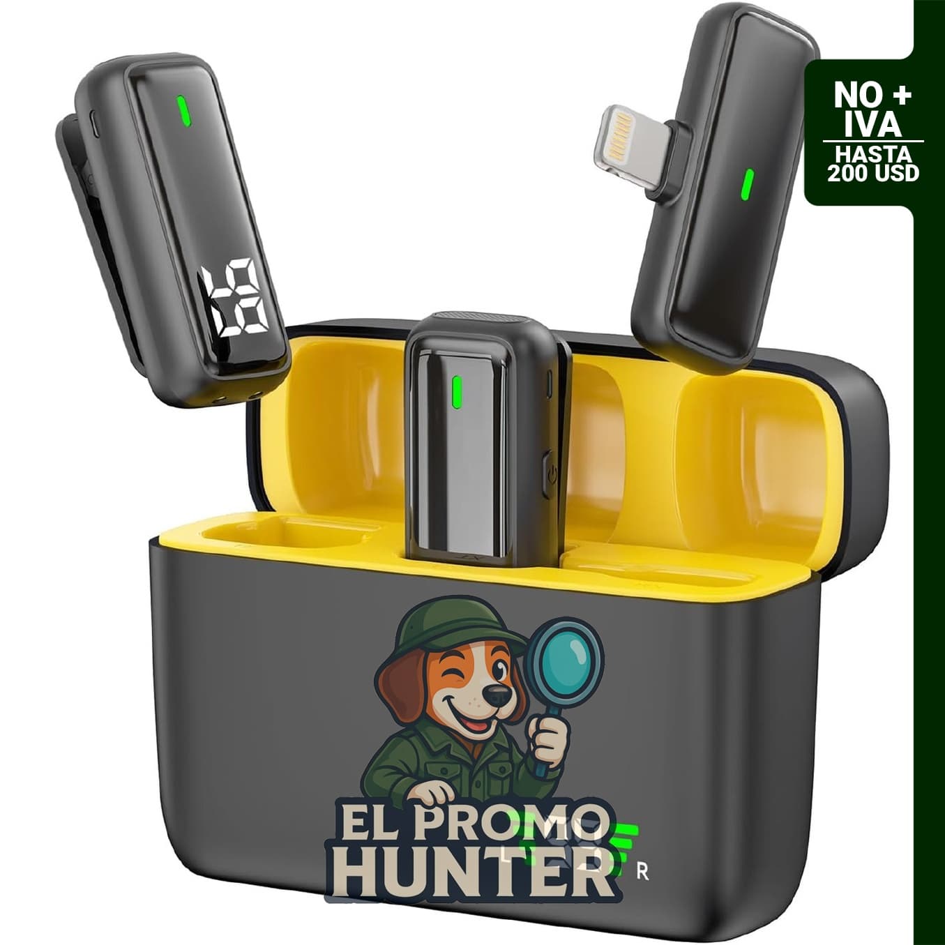 Micrófono Lavalier Inalámbrico para iPhone 14/13/12/11, con cancelación de ruido y estuche de carga de 24 horas.