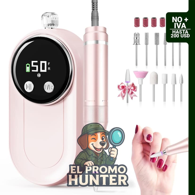 Taladro eléctrico para uñas, 50000 RPM, portátil e inalámbrico, recargable para manicura y pedicura.