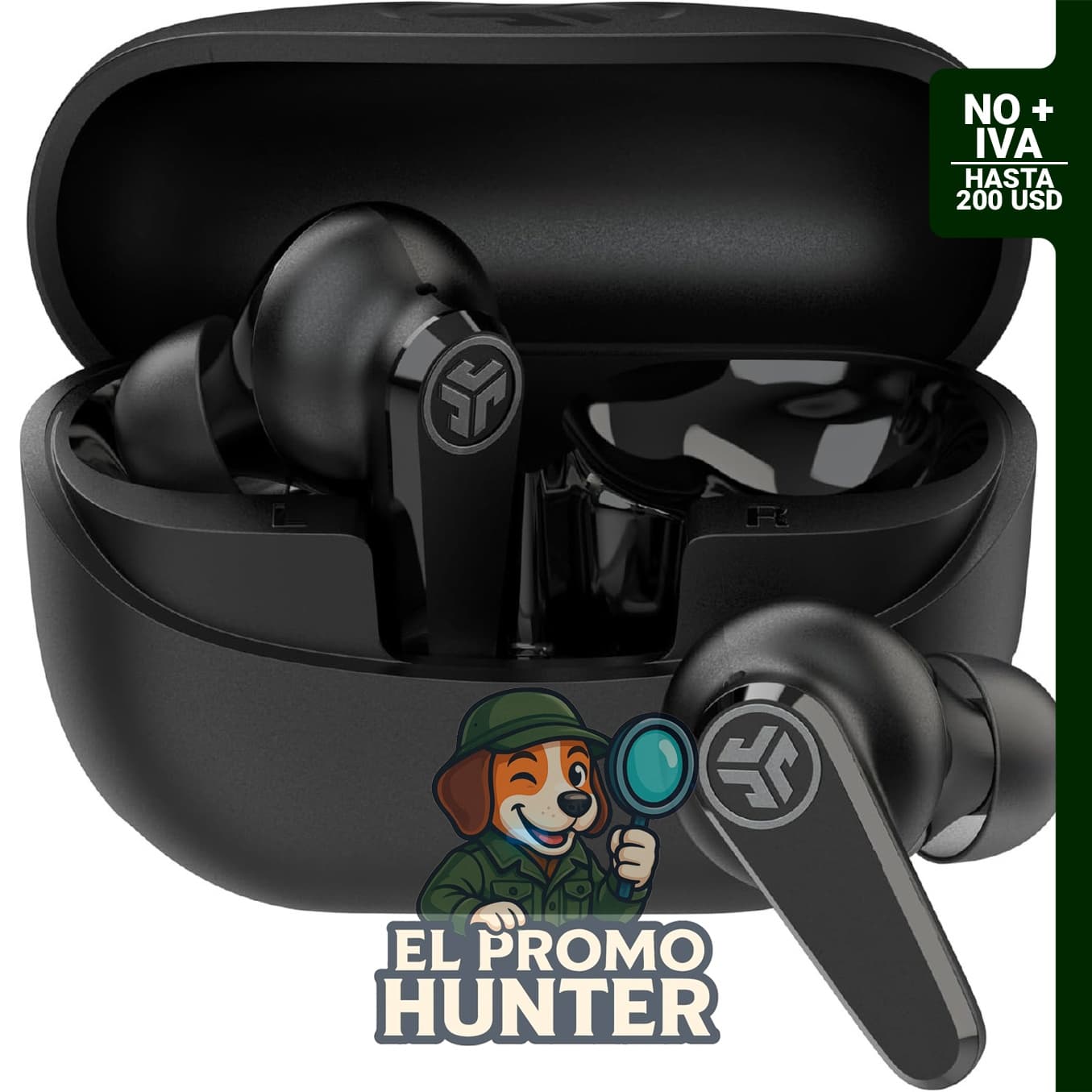 Auriculares inalámbricos JLab Go Pods ANC con estuche de carga y cancelación de ruido activa híbrida.