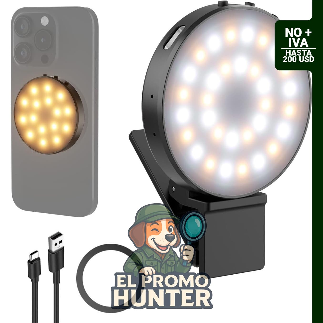 Luz magnética para selfie compatible con MagSafe, 1 W, clip de metal LED, anillo de iluminación para teléfono.