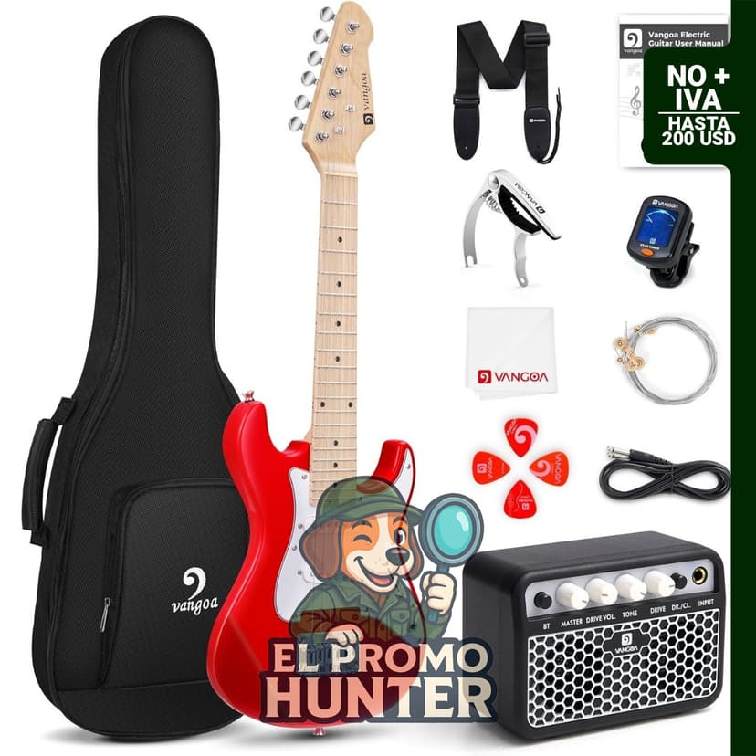 Guitarra eléctrica Vangoa de 30" (76 cm) para niños, incluye amplificador y accesorios.