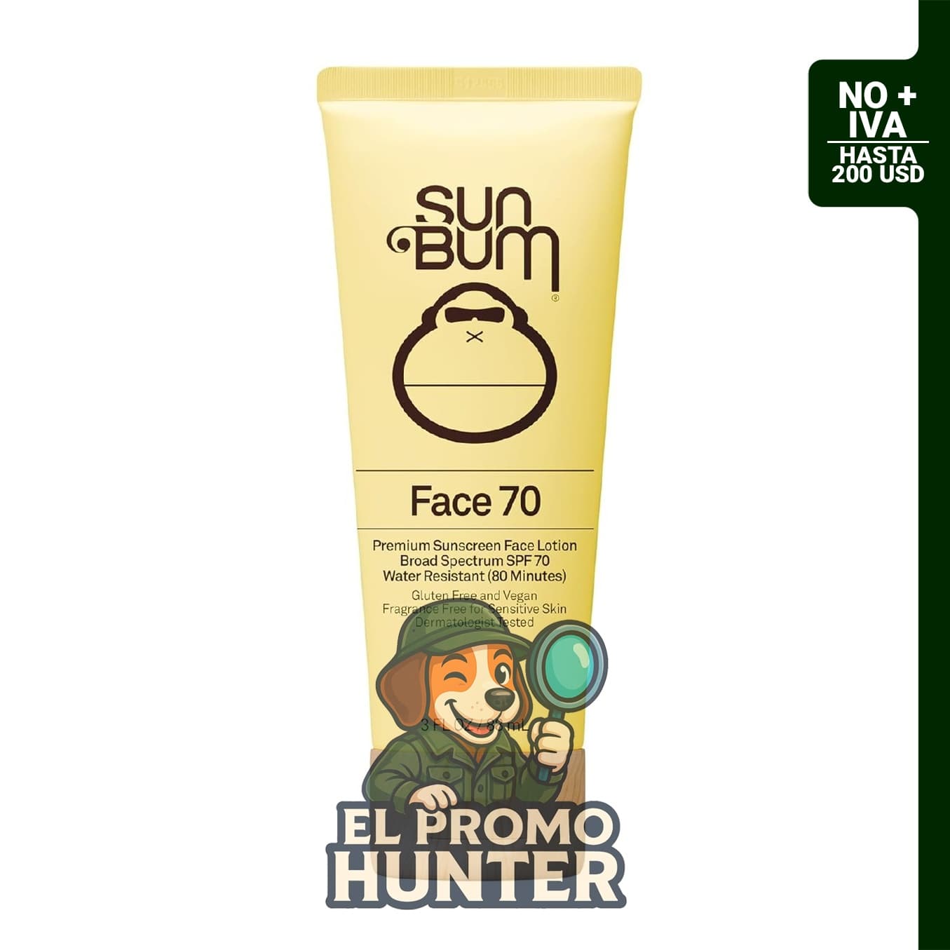 Loción de protección solar facial Sun Bum Original FPS 50 y 70, con vitamina E y cumplimiento de la Ley 104 de Hawái.