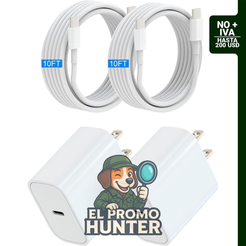 Cargador USB tipo C de 20 W con cable de 3 m, compatible con iPhone 17/16/15 Pro Max/Plus, iPad Pro/Air/Mini y AirPods.