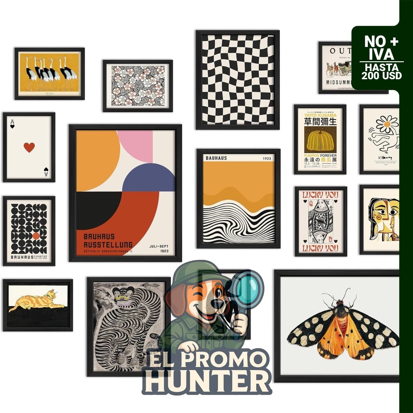 Kit de 16 piezas de arte decorativo de pared, impresiones modernas y abstractas para decoración de dormitorio.