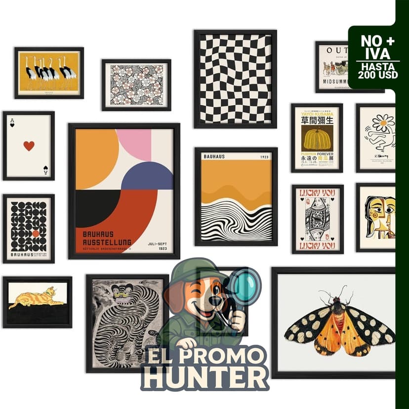 Kit de 16 piezas de arte decorativo de pared, impresiones modernas y abstractas para decoración de dormitorio.