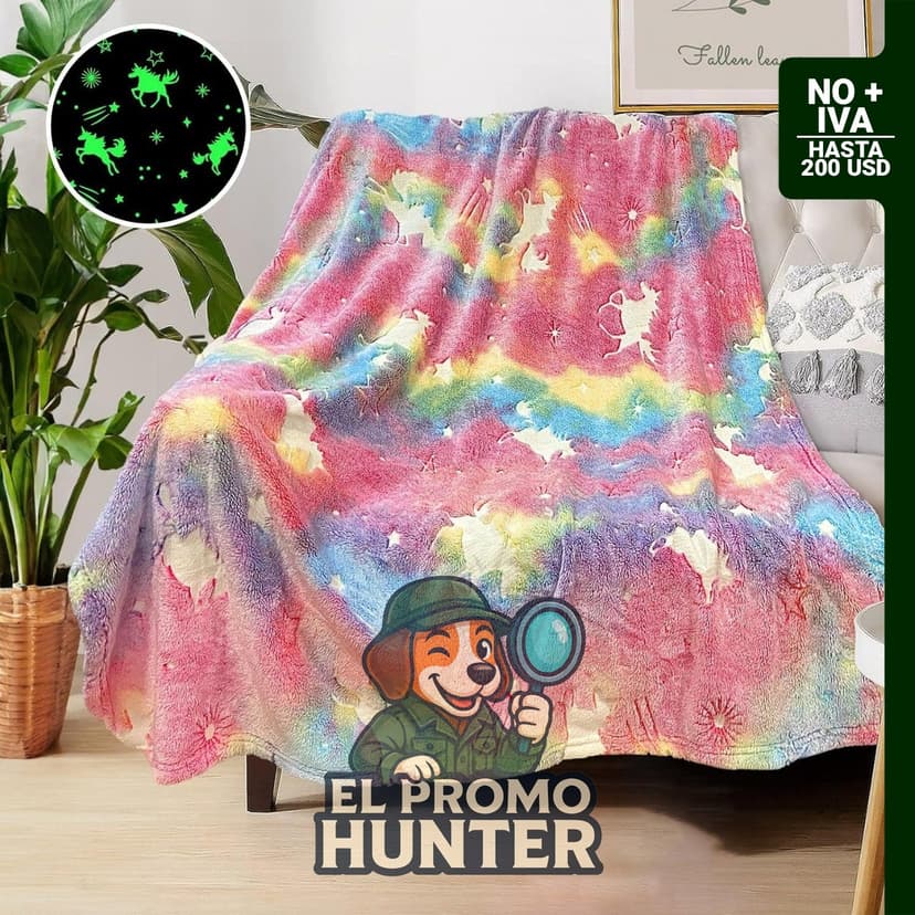 Manta de forro polar suave con diseño de unicornio, brilla en la oscuridad, tamaño 101.6 x 127 cm.