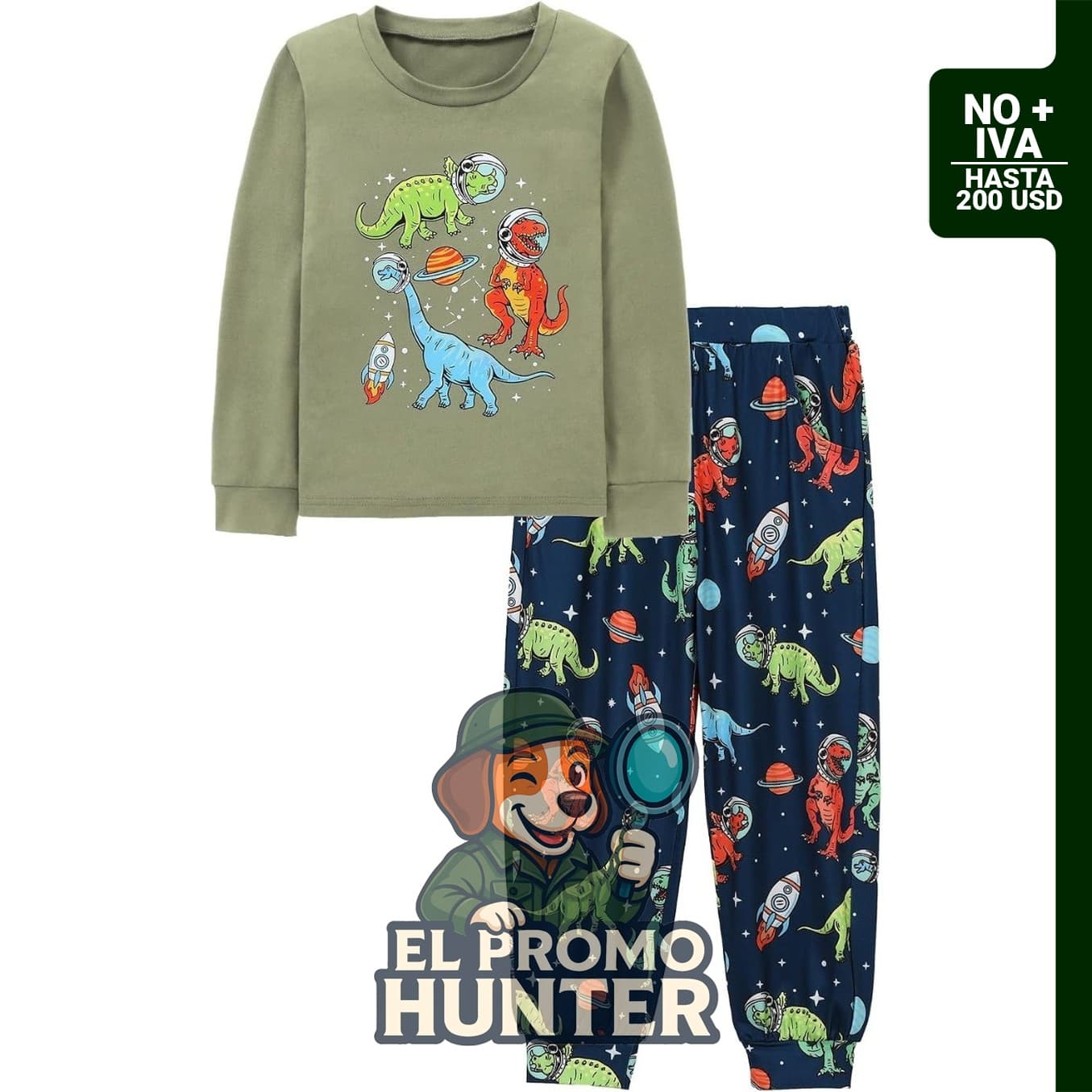 Conjunto de pijama para niños, incluye camiseta de manga larga y pantalones largos, estampados divertidos.