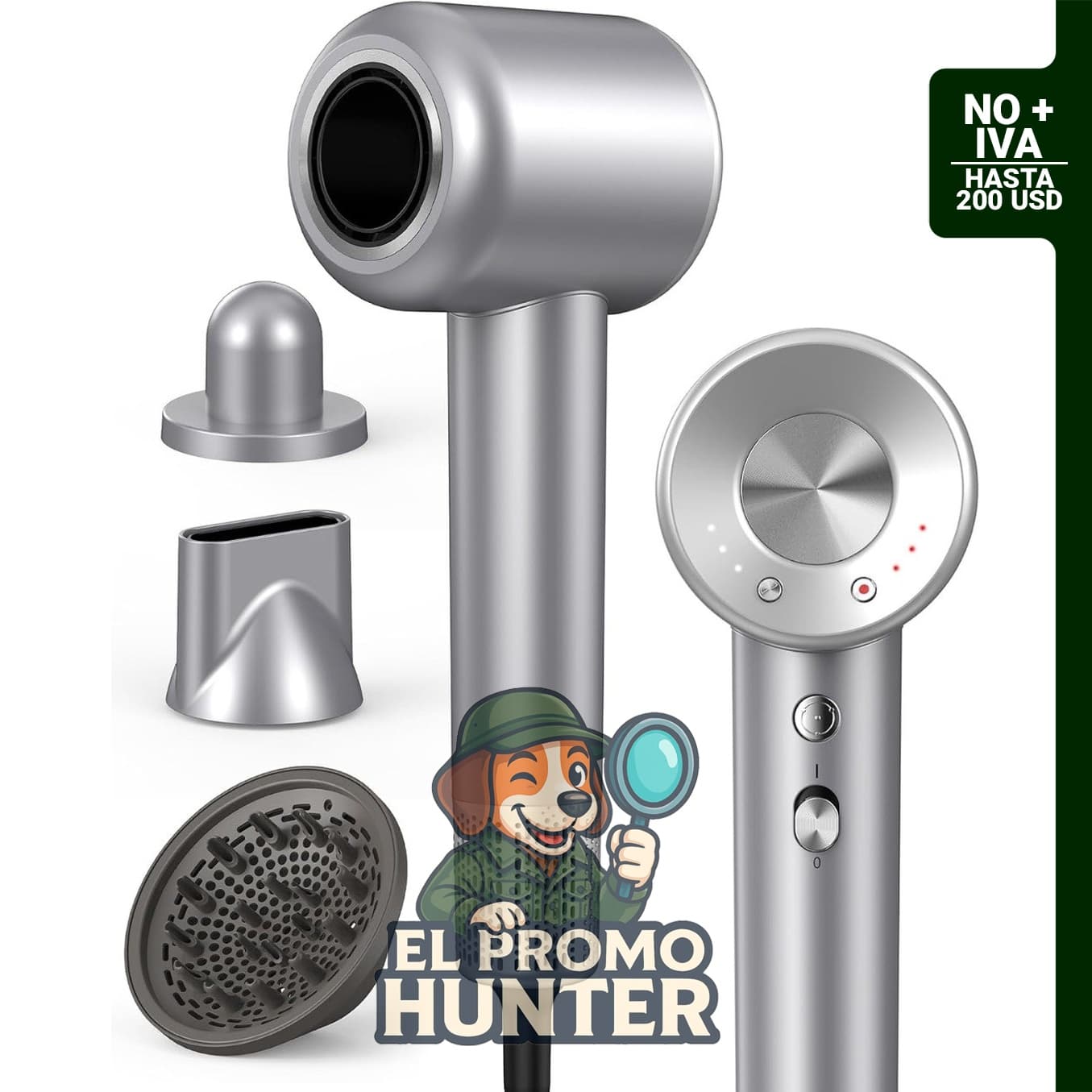 Secador de pelo profesional iónico Sunhanny, 160000 RPM, incluye difusor magnético y boquilla concentradora.