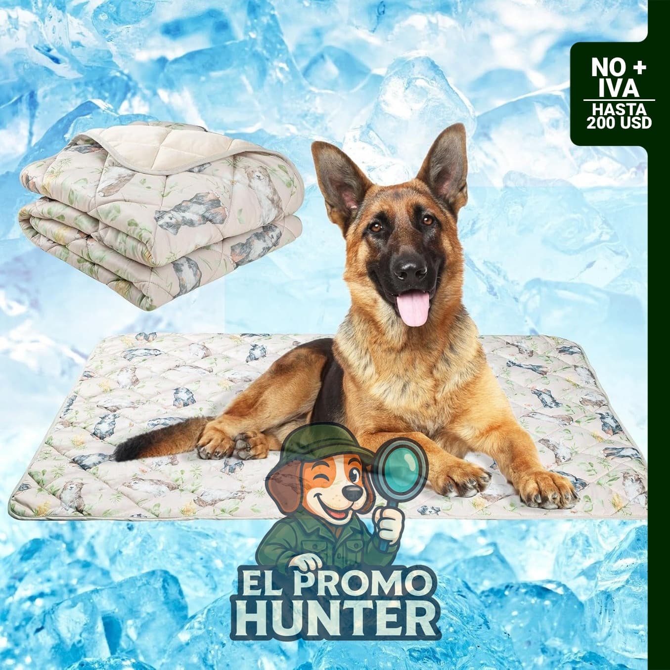 Tapete refrescante para perros y gatos, lavable y no tóxico, ideal para uso en interiores y exteriores.