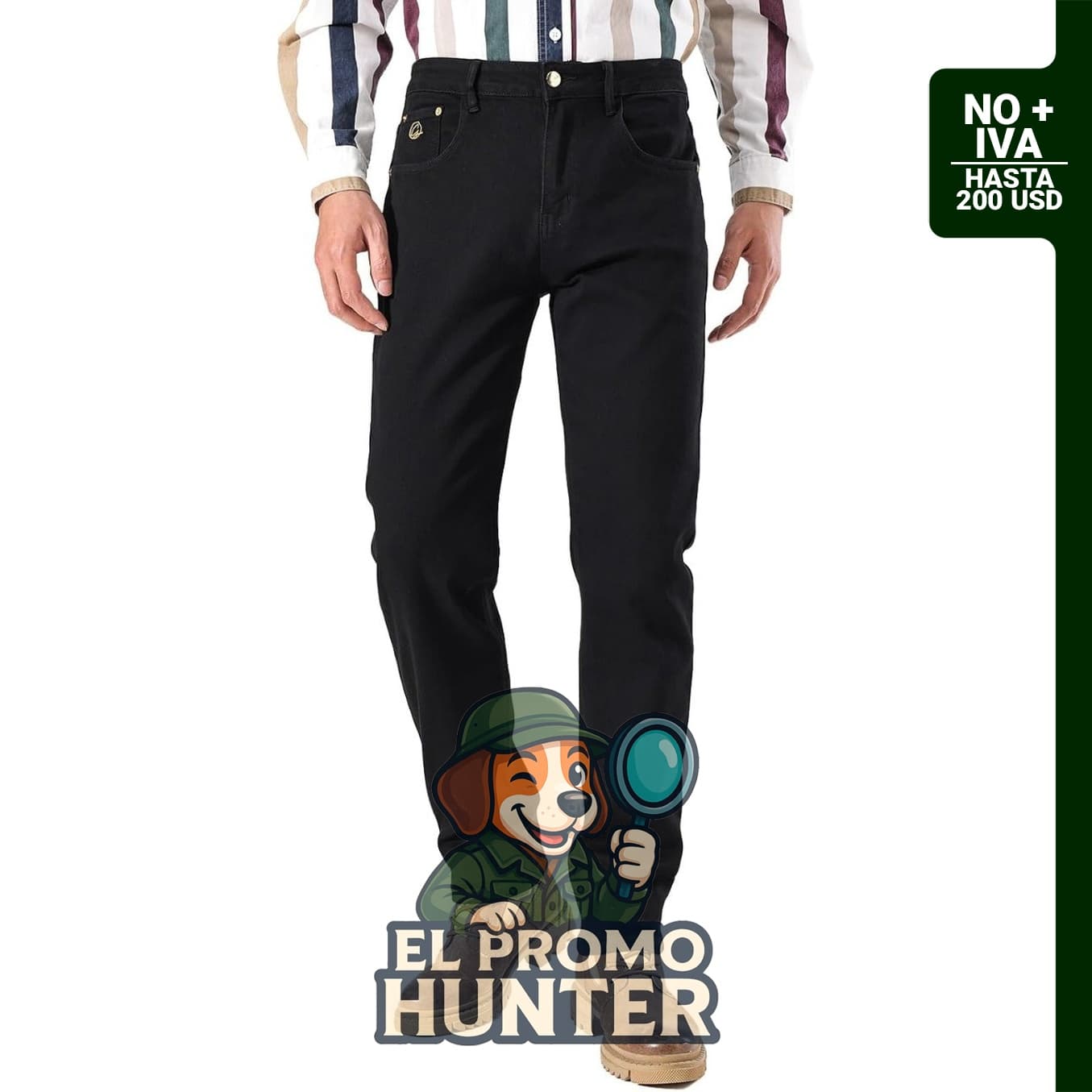 Pantalones de mezclilla para hombre, ajuste regular, elásticos, pierna recta.