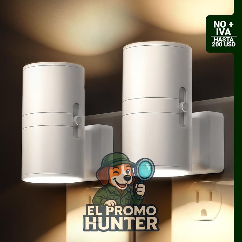 Luz nocturna LED enchufable, 100 lúmenes, regulable, con sensor de anochecer a amanecer, 2 unidades.