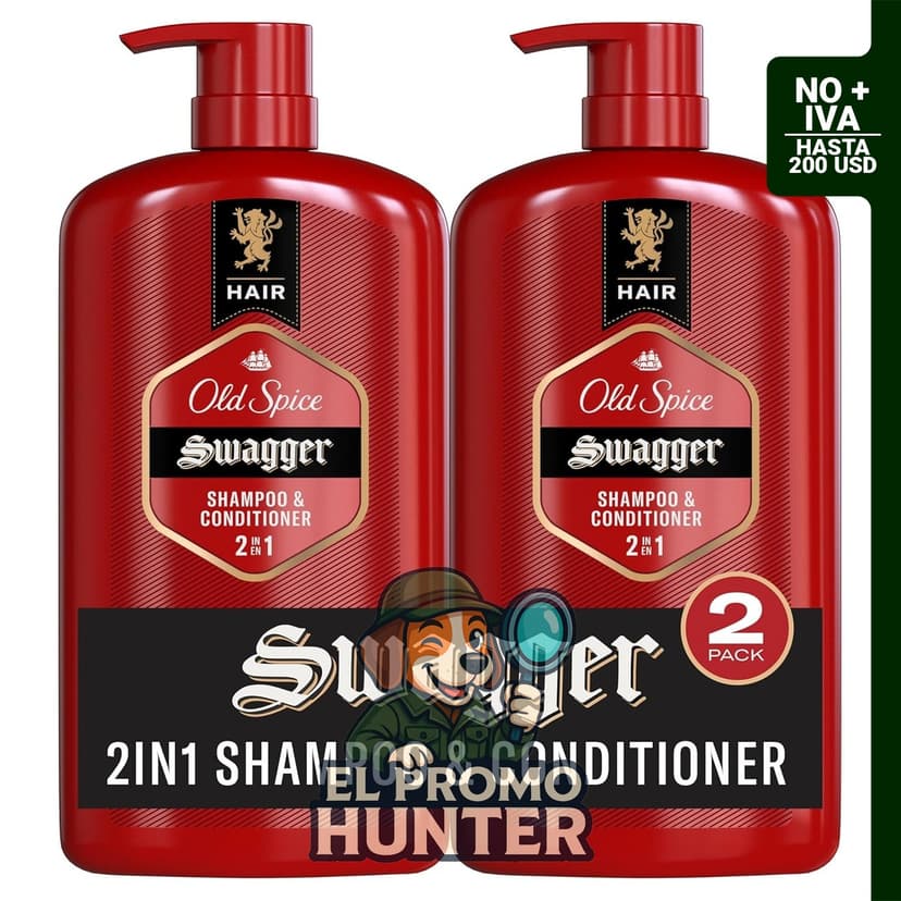 Juego de champú y acondicionador 2 en 1 para hombre, Swagger, 29.2 fl oz (864 ml) cada uno, paquete doble.
