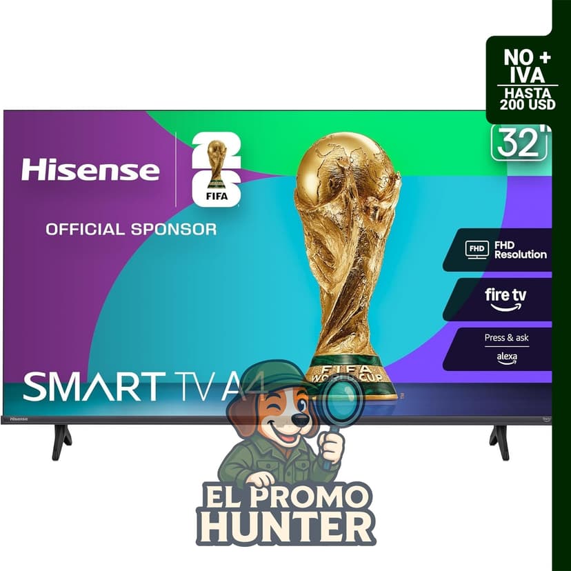 Televisor inteligente Hisense de 32 pulgadas, modelo A4, resolución FHD 1080p, DTS Virtual: X, diseño de bisel delgado.