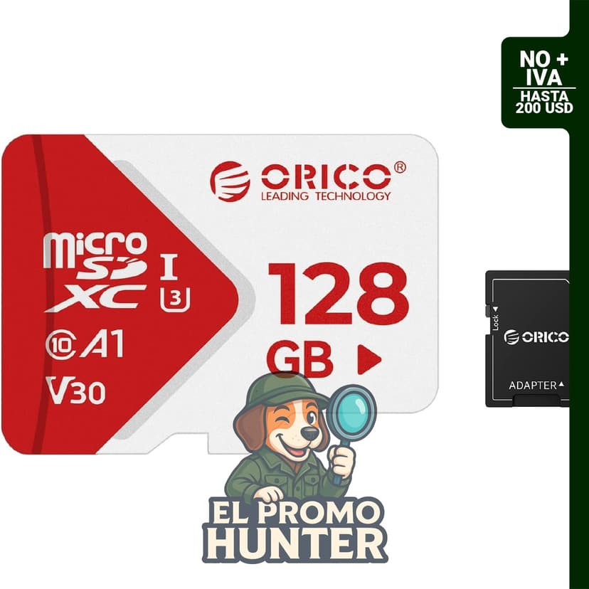 Tarjeta de memoria ORICO SDXC TF de 128 GB, UHS-I U3 Clase 10 V30 A1 con adaptador SD.