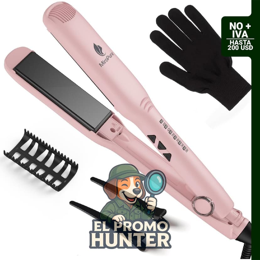 Plancha de pelo MiroPure de 1.5" (3.8 cm) con calentamiento rápido en 30 segundos y apagado automático en 60 minutos.