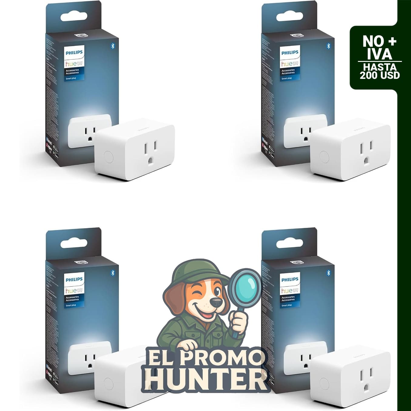 Enchufe inteligente Philips Hue, convierte cualquier luz en luz inteligente, controlable por aplicación.