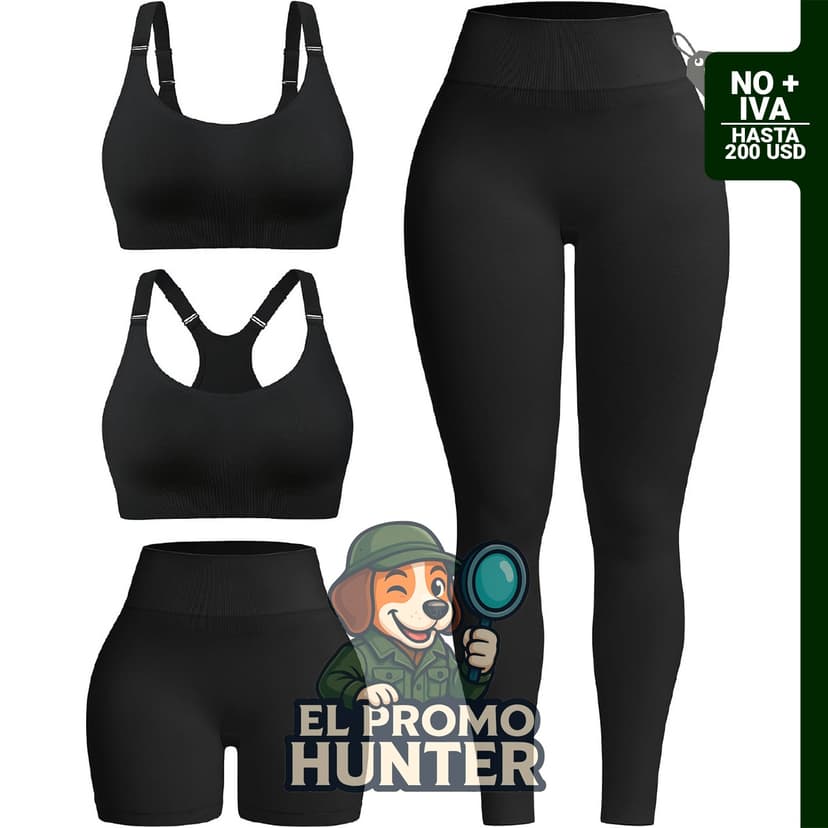 Conjuntos de entrenamiento de 4 piezas para mujer, incluye pantalones cortos y tirantes convertibles.