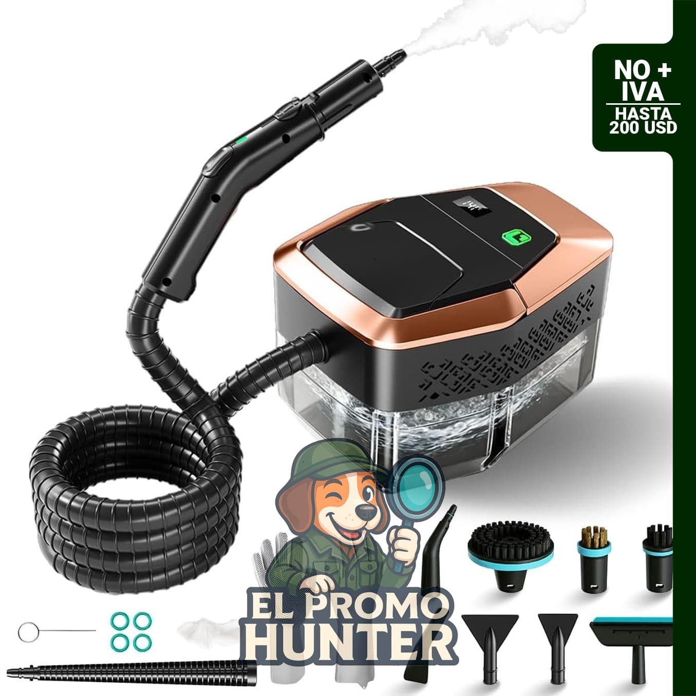 Limpiador de vapor ajustable para hogar y automóvil, 1.8 L, 4 bar de presión.
