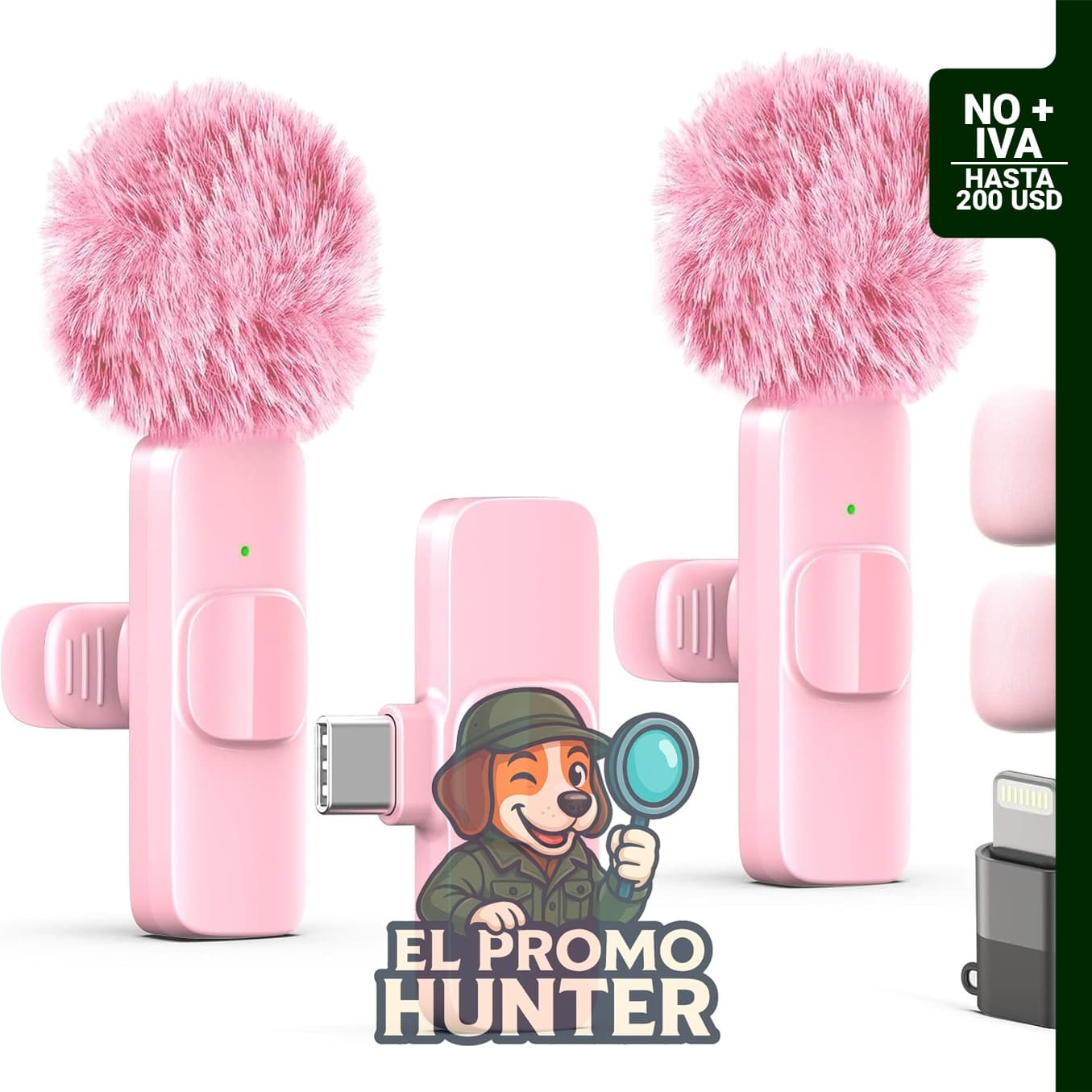 Micrófono Lavalier inalámbrico para grabación de video, compatible con iPhone y iPad, incluye reducción de ruido y conexión Plug & Play.